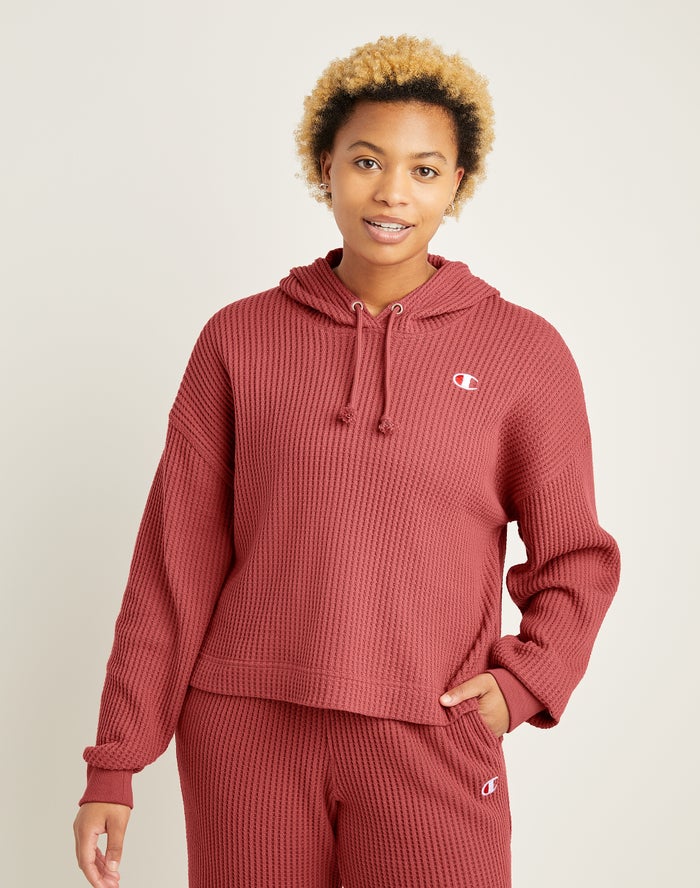 Champion Waffle Knit Hoodie Dames - Koraal - Belgie 1623MDZIL